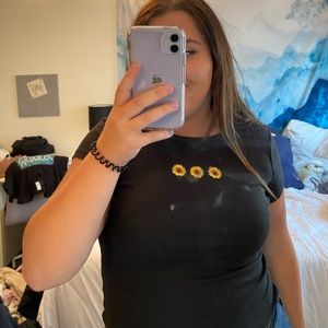 Black Sunflower Crop Top